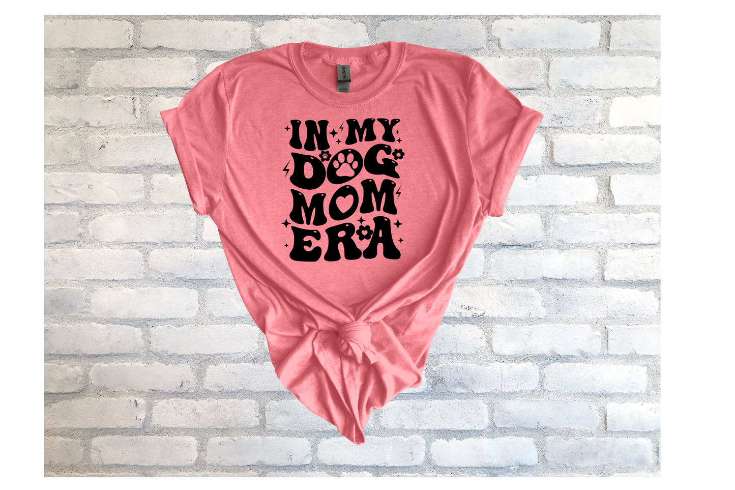 In My Dog Mom Era Retro Flower and Paw T-Shirt