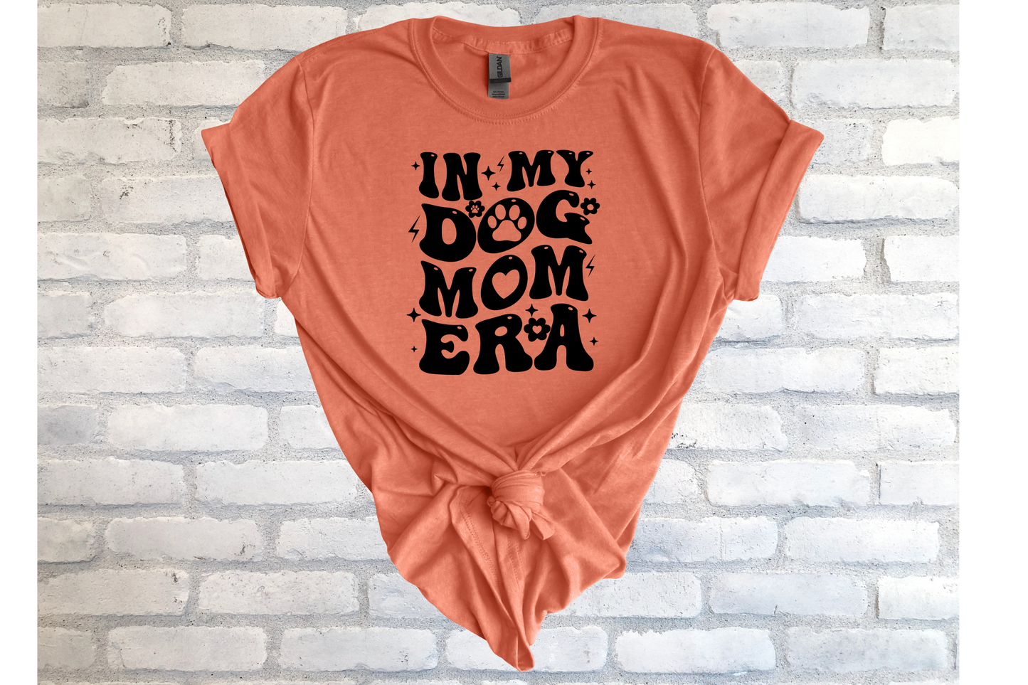 In My Dog Mom Era Retro Flower and Paw T-Shirt