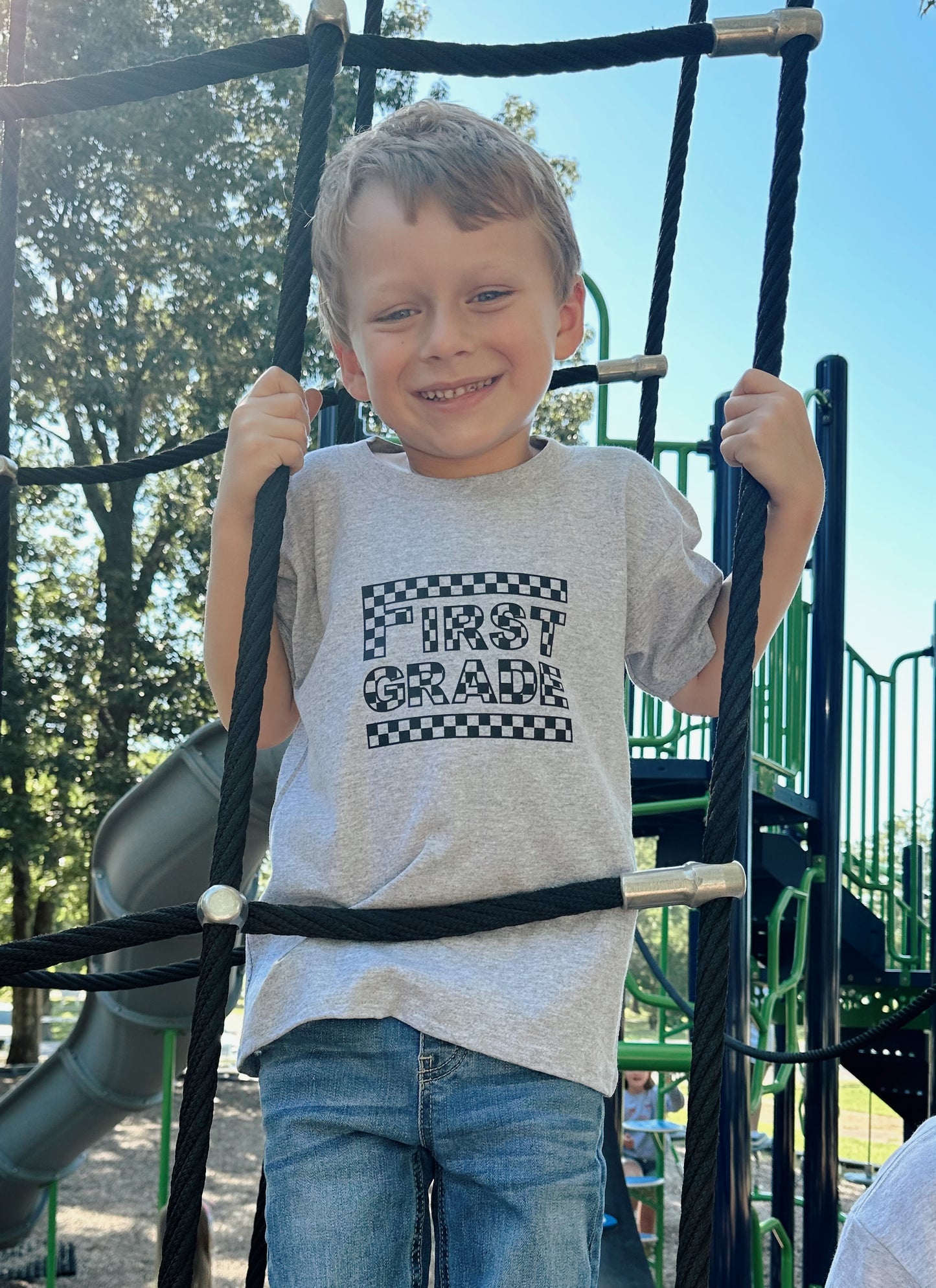 Boy's Back to School Grade Level Retro Checkered T-Shirt (TODDLER SIZES)