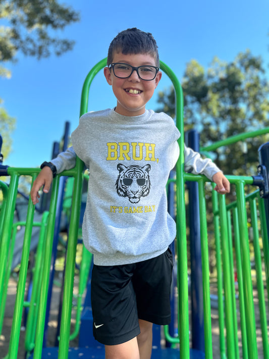 Bruh, It's Game Day (Tiger with Sunglasses) T-Shirt or Crewneck (ADULT or YOUTH SIZES)