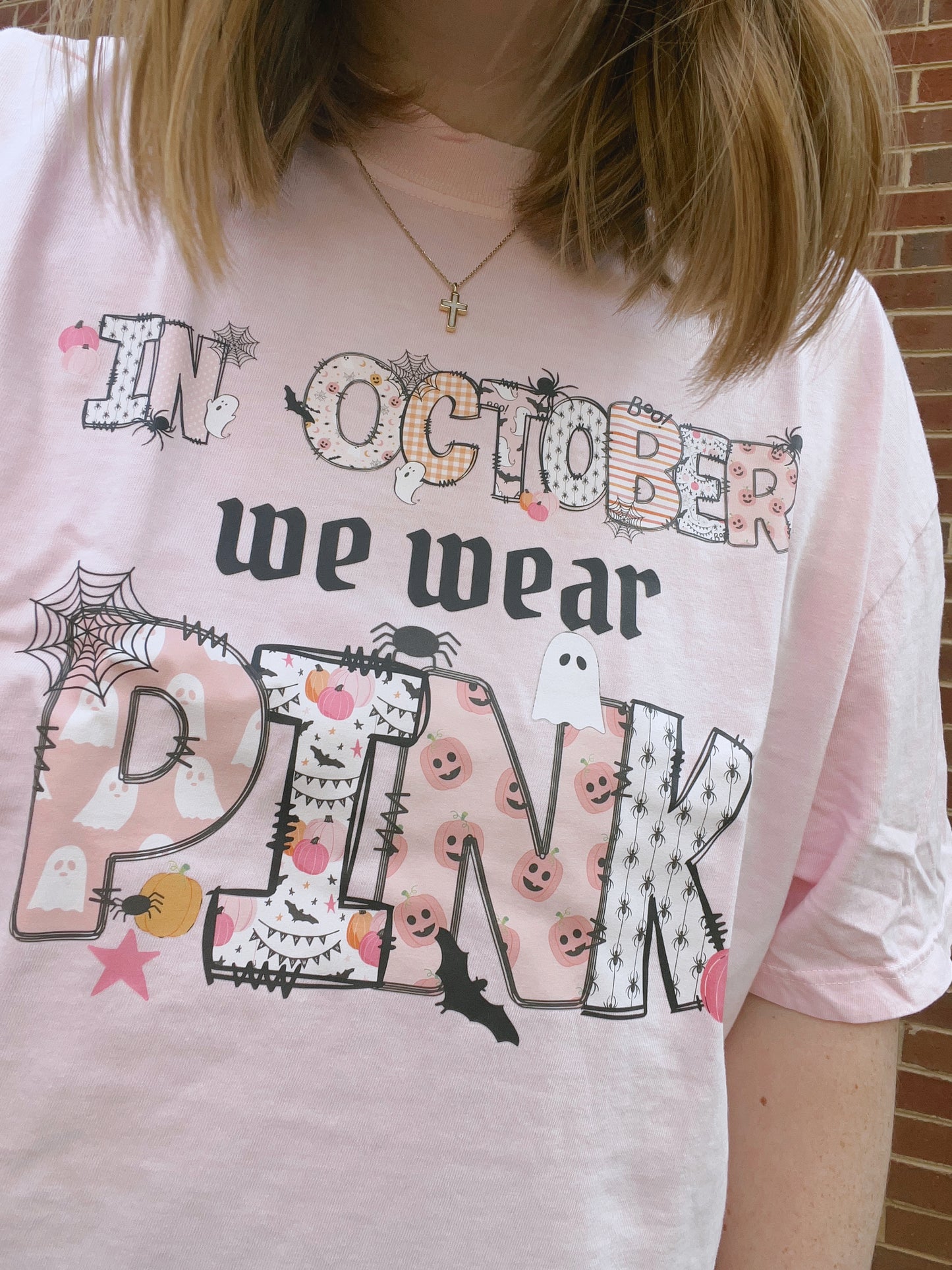 In October We Wear Pink (breast cancer awareness) short sleeve or long sleeve t-shirt