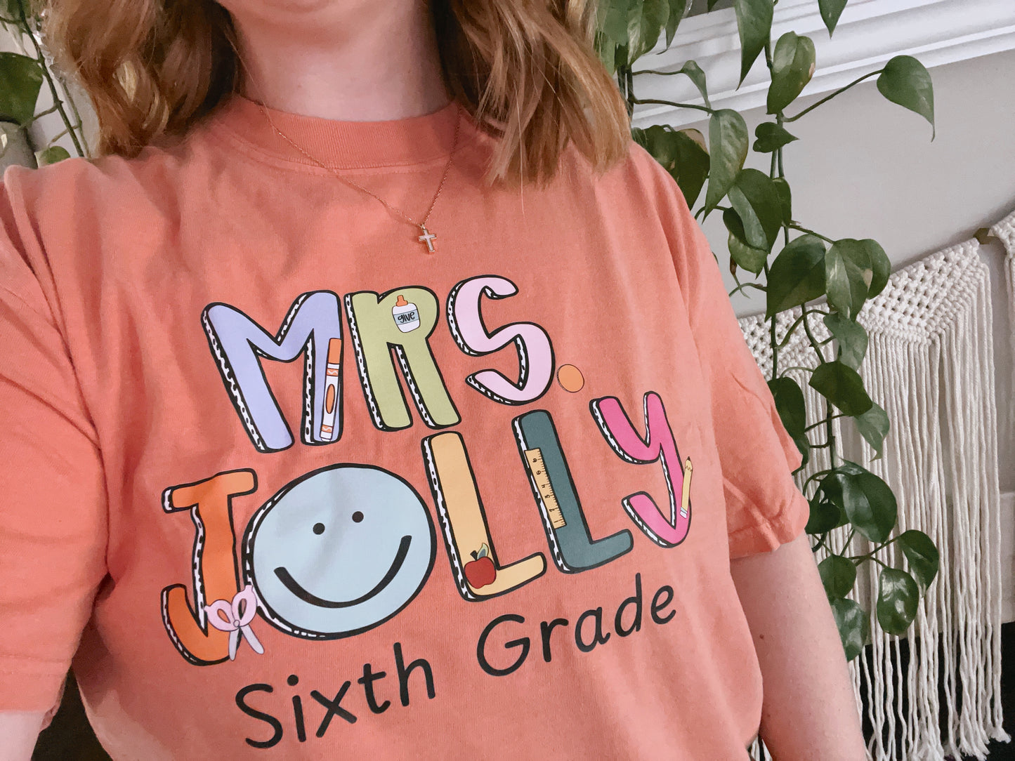 CUSTOM Smiley Teacher Alphabet and Grade Level T-Shirt or Crewneck