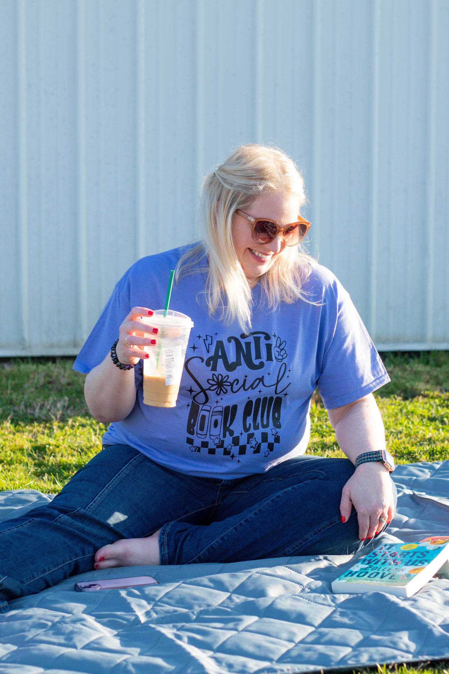 Anti Social Book Club checkered retro T-Shirt