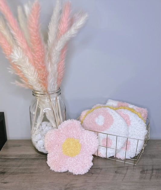 Desk Coaster Rug Retro Trendy Light Pink Flower