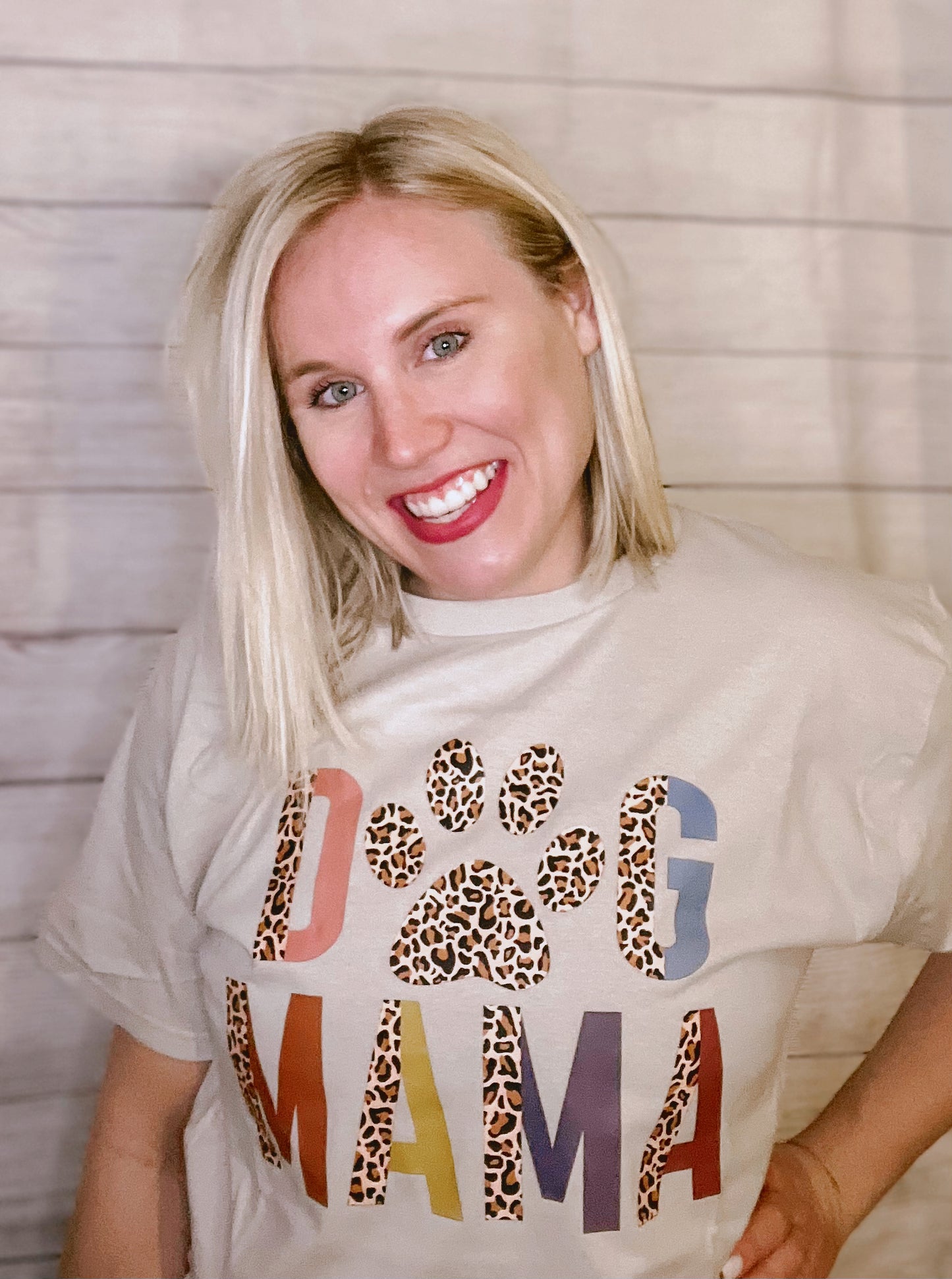Dog Mama Leopard Print Paw T-Shirt