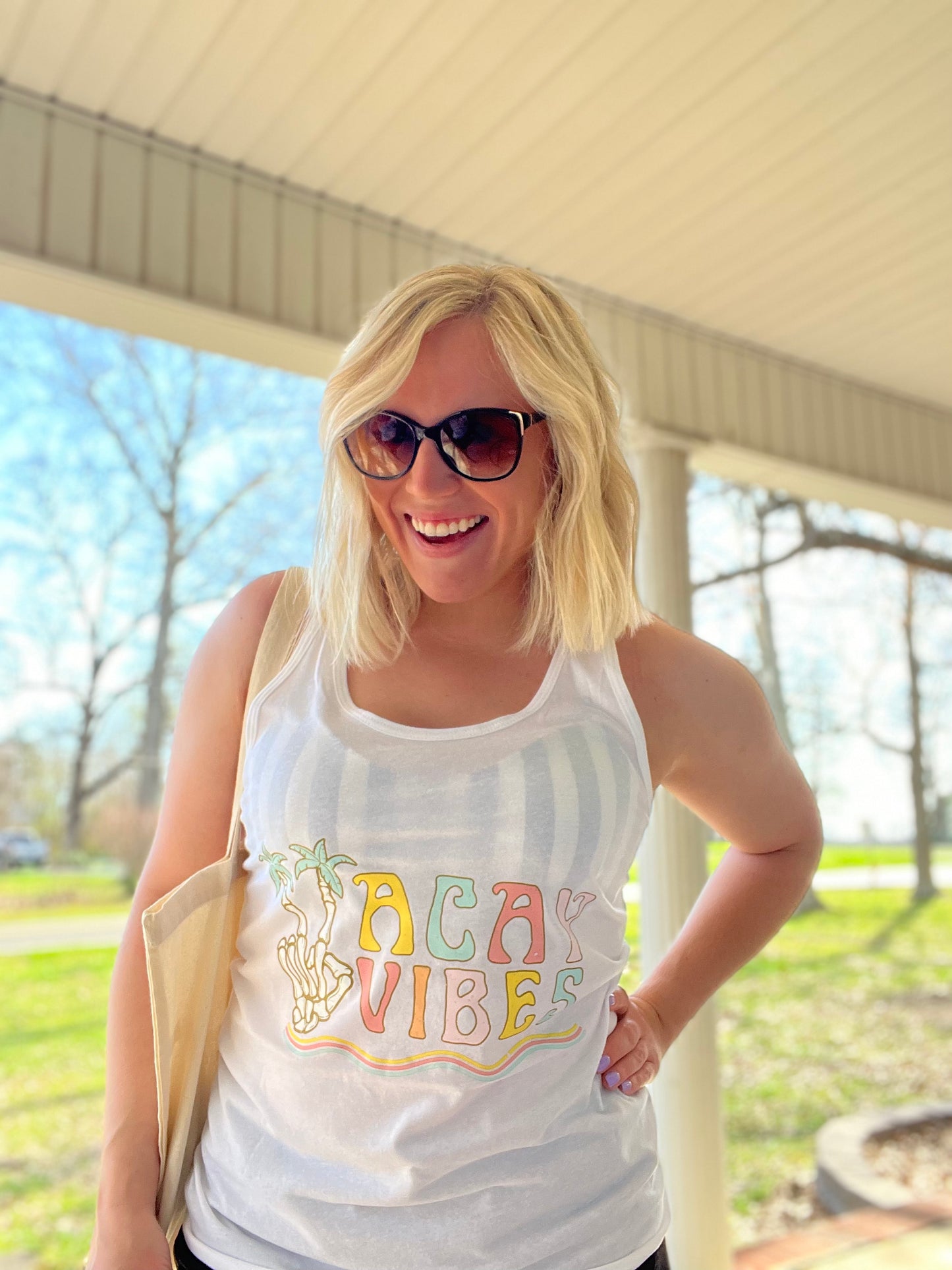 Vacay Vibes Skelly Beach Racerback Tank